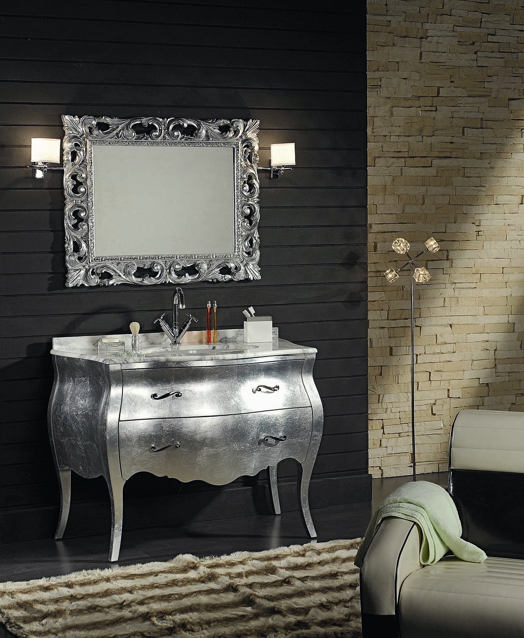 Baño Rococo Mueble de baño barroco lipari plateado | Leroy Merlin