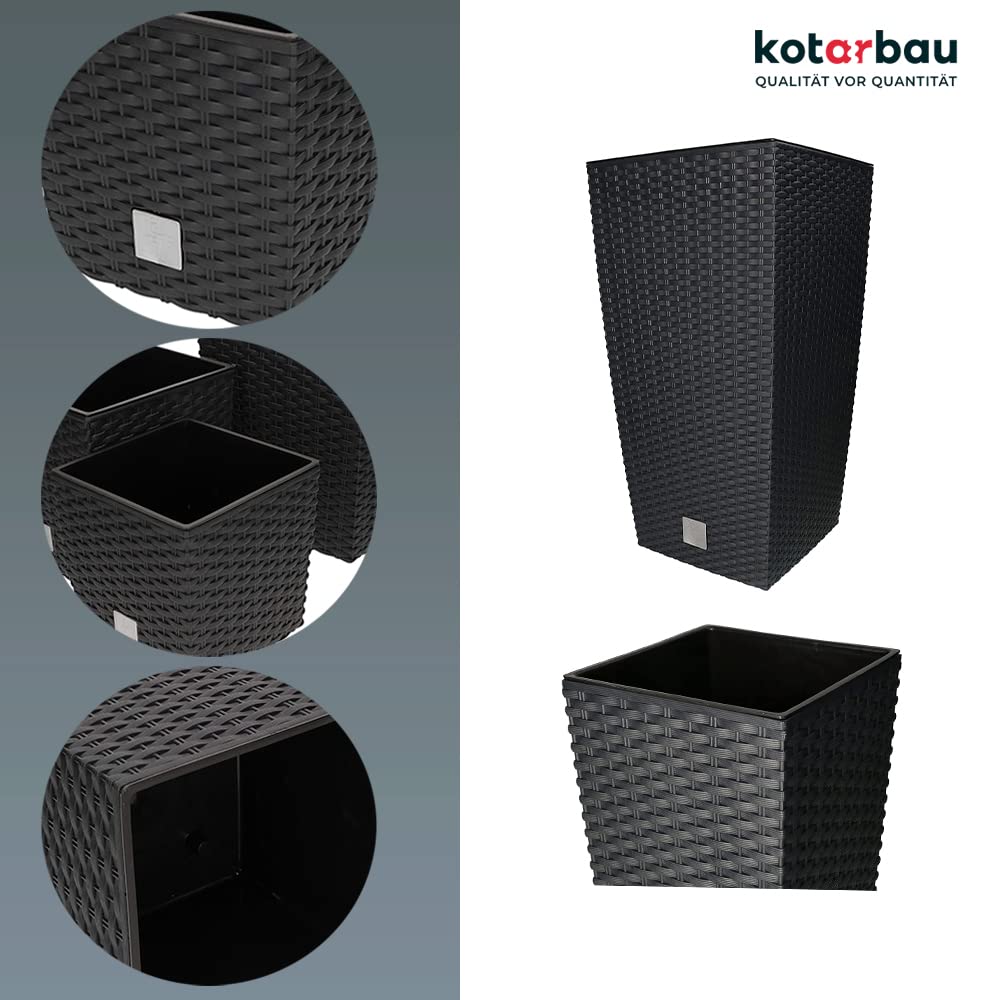 Doniczka rattan osłona donica antracyt 610 + wkład - KOTARBAU - 3
