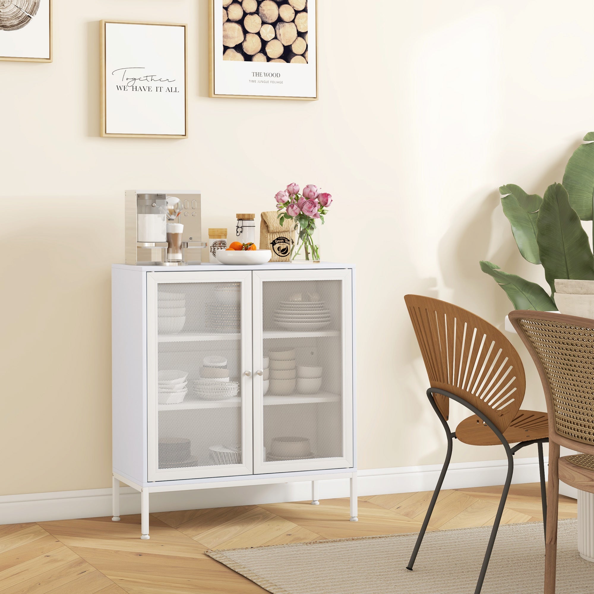 Homcom Aparador De Cocina Melamina De Madera 80X37x92 Cm Blanco , Leroy Merlin