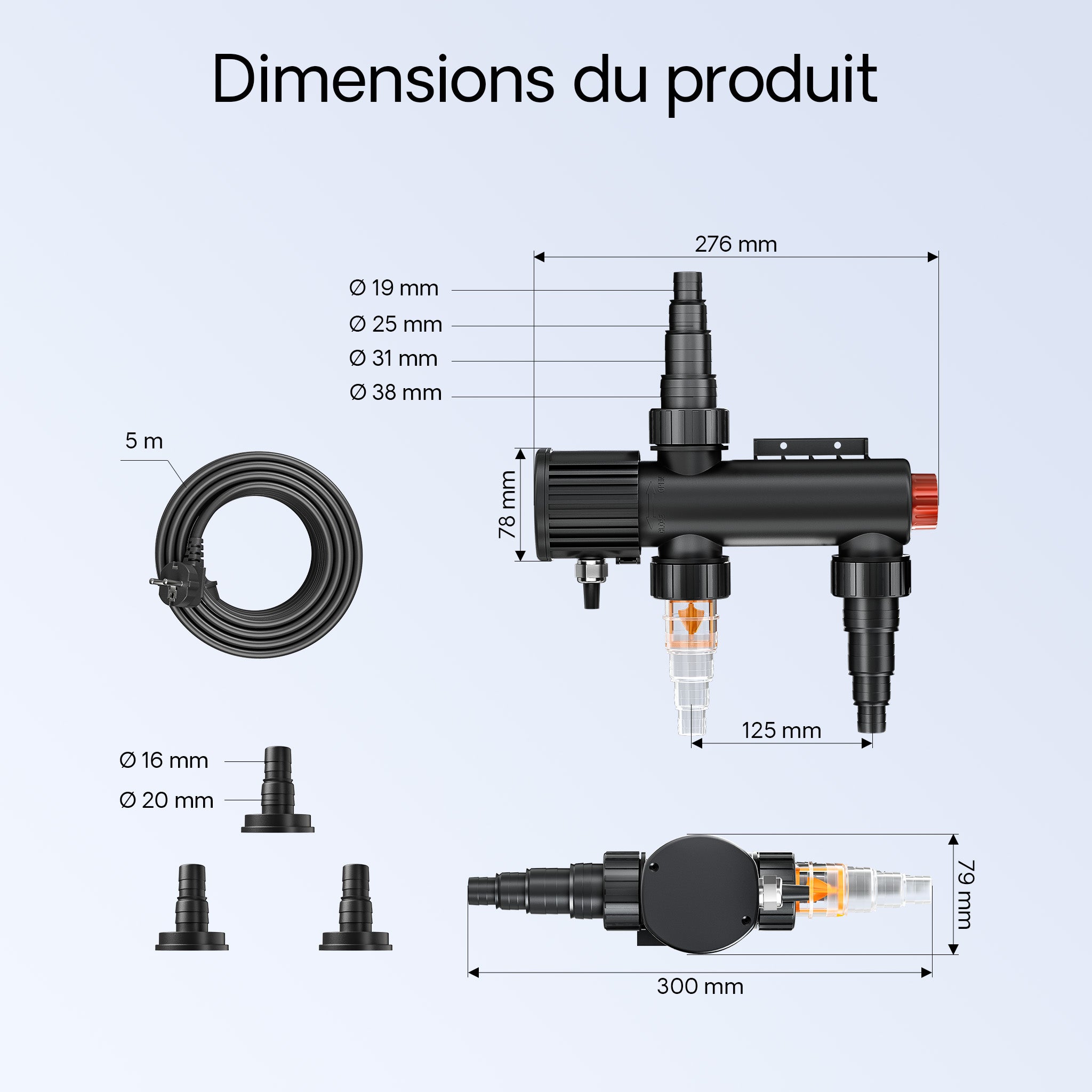 CUV-209 Stérilisateur Clarificateur de bassins ou d’étang - débit max. de 1500 l/h - avec Lampe rayons UV-C 9 W - pour Poissons et plantes… SunSun - 3