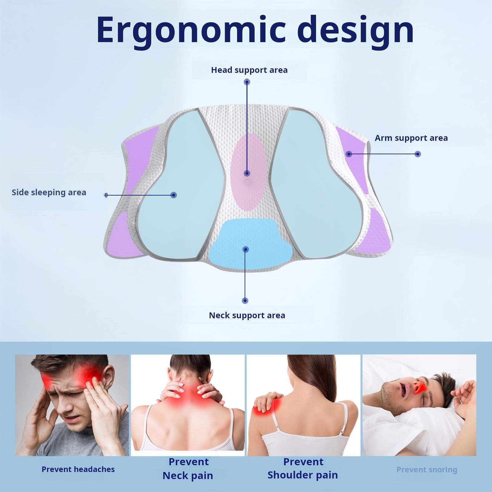 Oreiller en mousse à mémoire de forme, anti-ronflement, soutien cervical, ergonomique, pour dormeurs latéraux et sur le ventre - 8