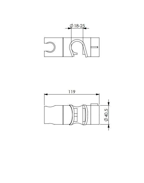 Support de douche coulissant universel ABS Damast SC 18/25 - Chromé - 2
