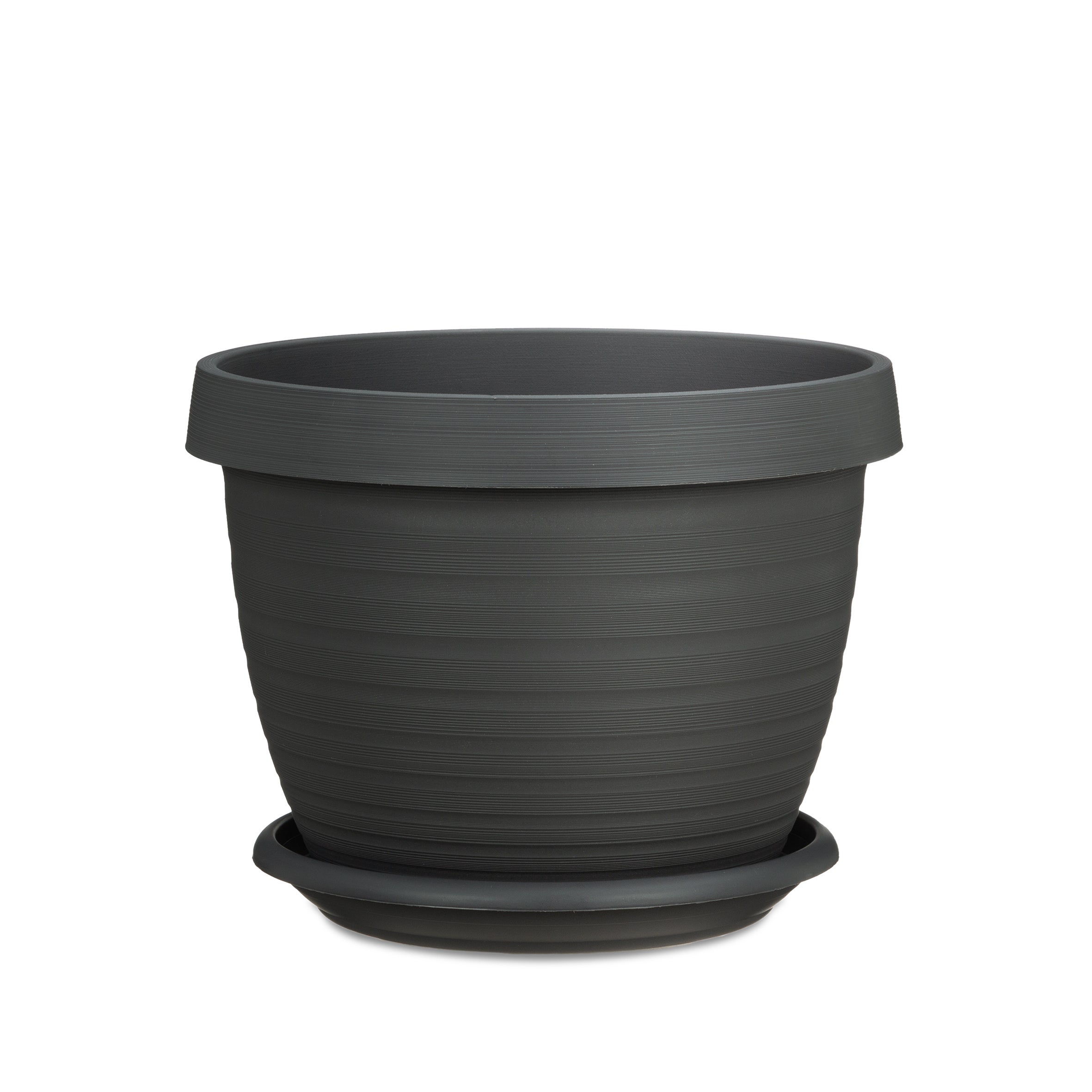 Scheurich Set de 3 pots à fleurs Country Star 40 avec soucoupes, en plastique coloris: Metallic Grey, 39 cm de diamètre, 30 cm de hauteur, 21,5 l vol. - 5