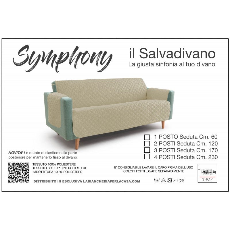 NUOVO COPRIDIVANO BG SALVADIVANO SYMPHONY TRAPUNTATO BEIGE 2 POSTI seduta cm. 120 - 5