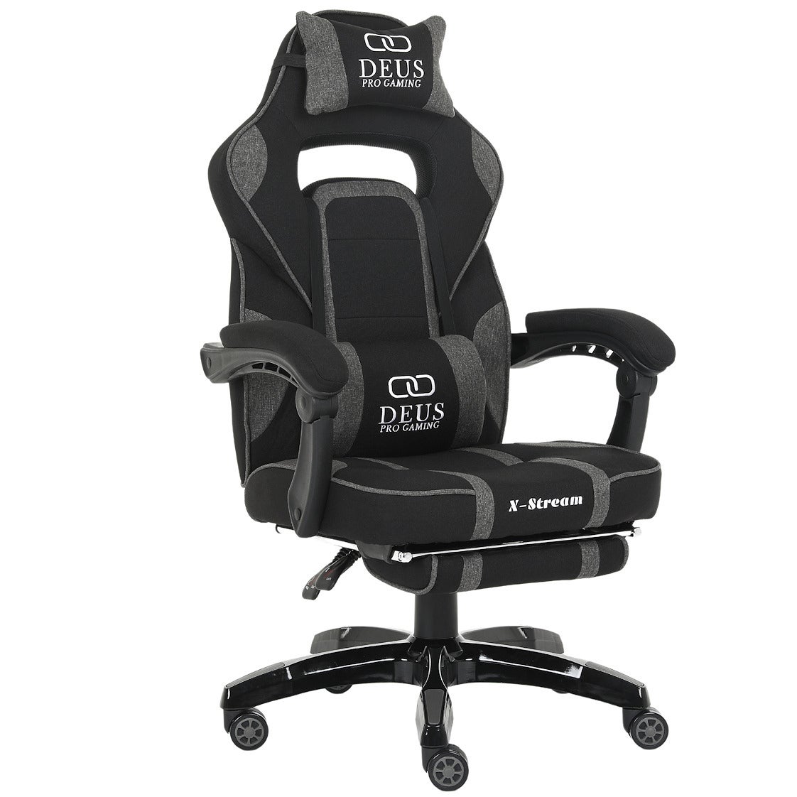 Fotel gamingowy X-STREAM ciemnoszary z podnóżkiem