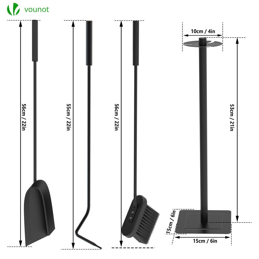 Serviteur de cheminée ensemble 4 pieces en metal noir VOUNOT® - 2
