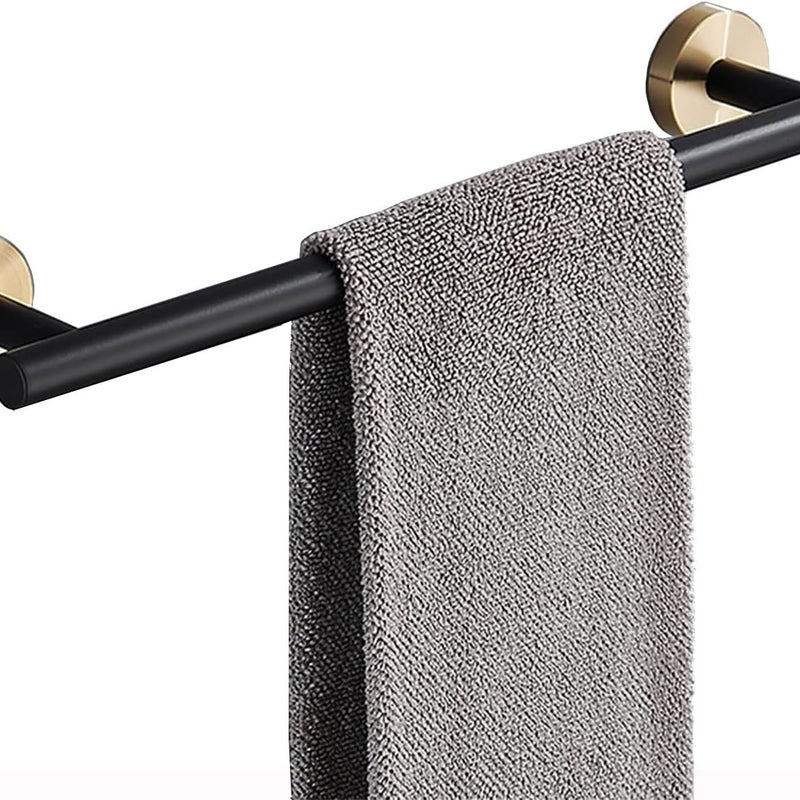 Drążek na ręczniki ze stali nierdzewnej, odpowiedni do łazienki lub kuchni (30 cm, czarno-złoty)