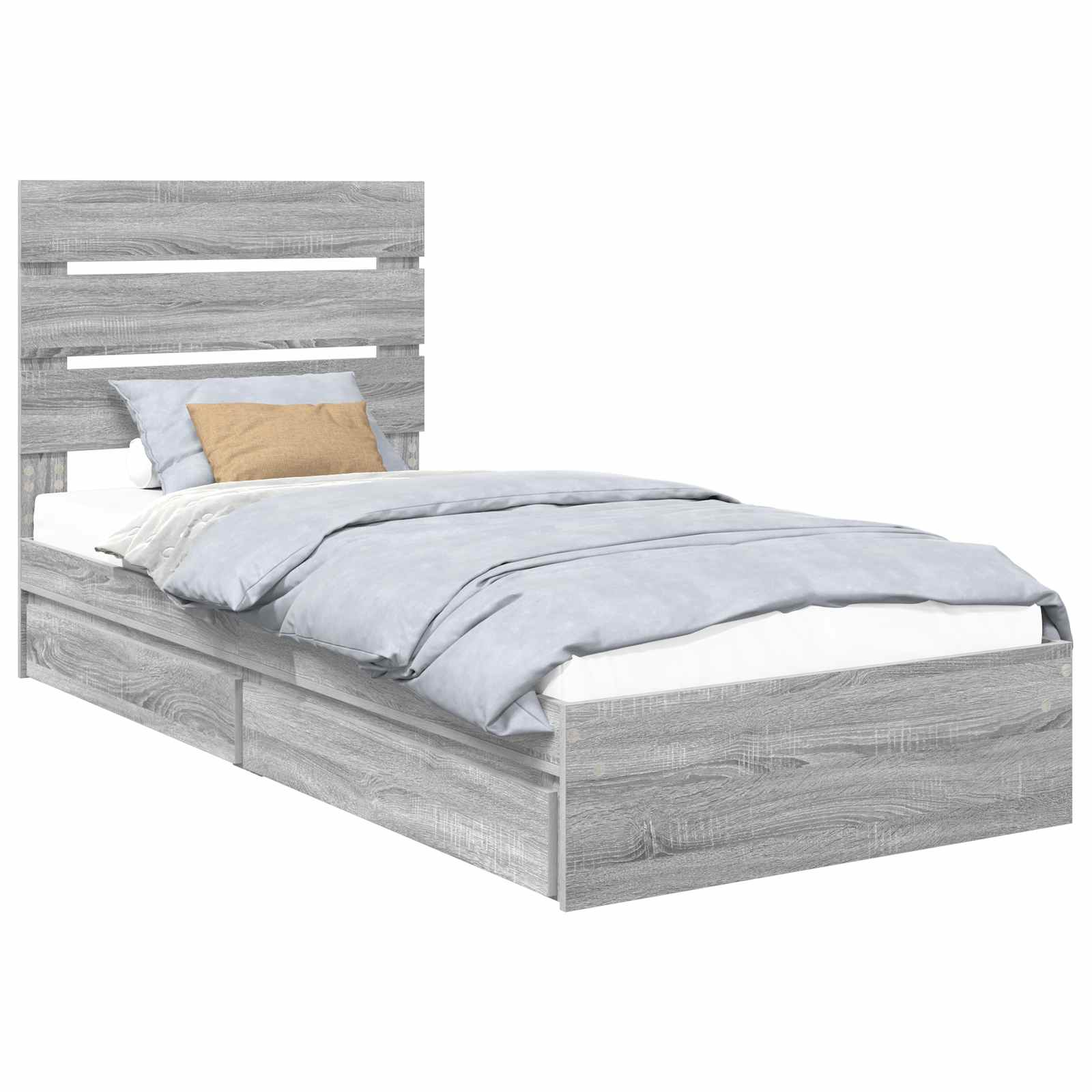 Lit de rangement gris 70 x 190 cm, panneau de bois - 2