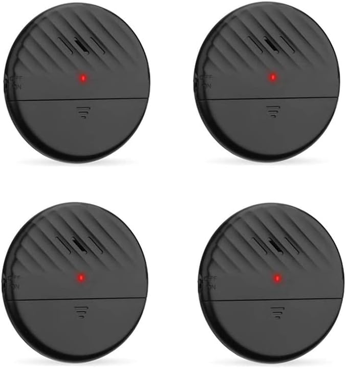 Alarm do drzwi i okien, ultracienki alarm antywłamaniowy 125 dB z oświetleniem LED zapewniający bezpieczeństwo domu, czarny, opakowanie 4 szt.
