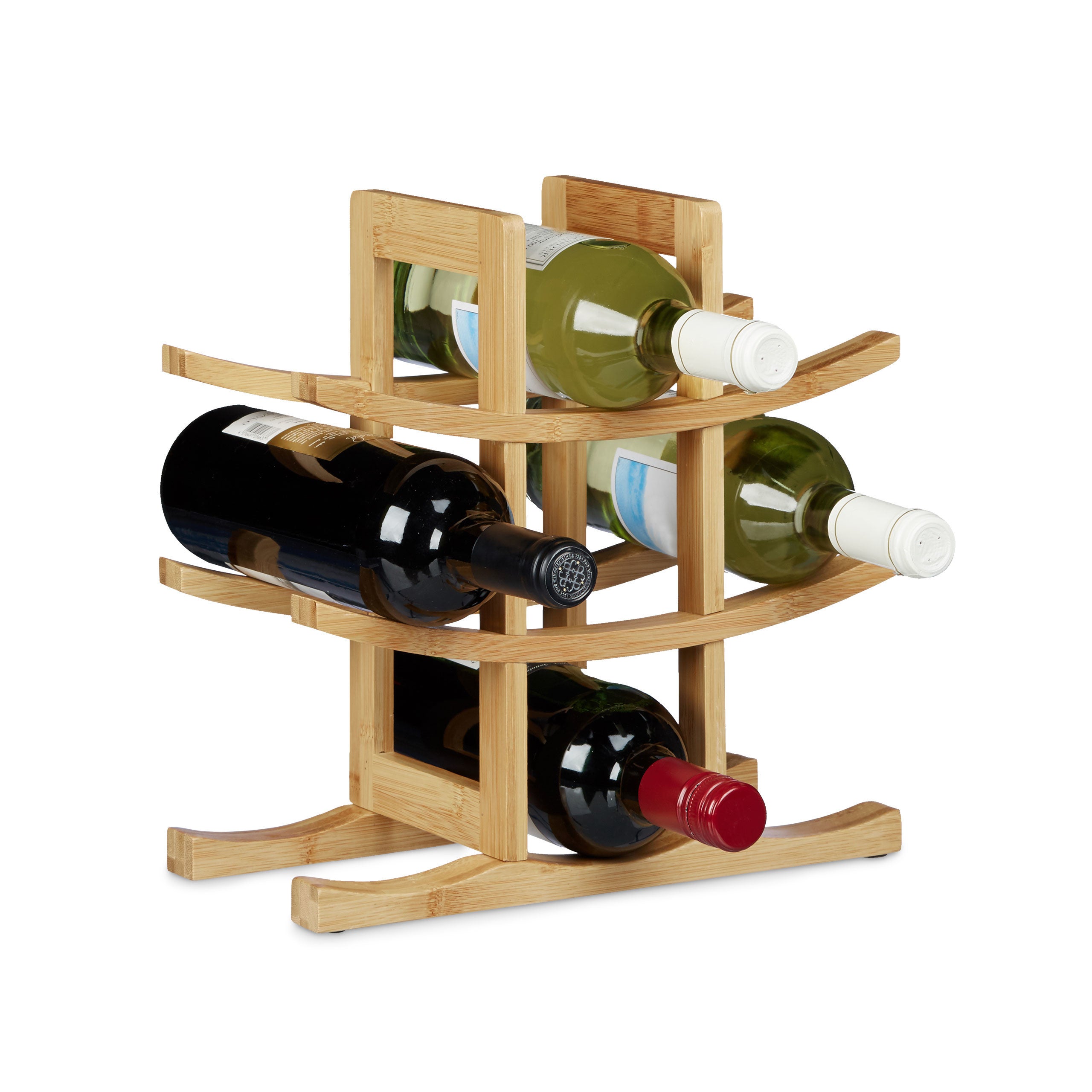 Porte-bouteilles Relaxdays En Bambou - 9 Bouteilles - 30x30x14,5cm - Stockage Horizontal - Style Japonais