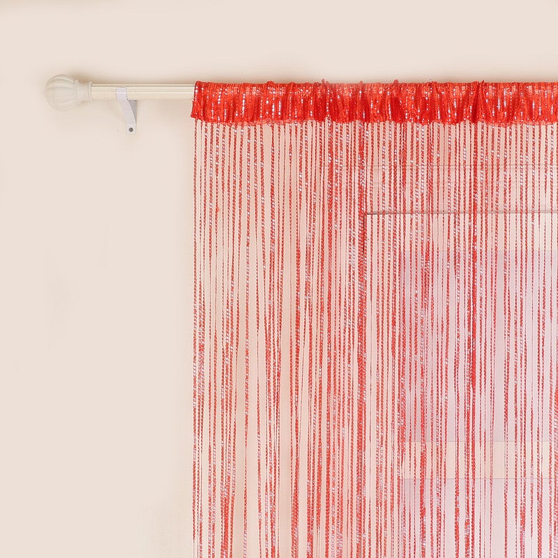 Dekoracja ścienna z cekinami, drzwi ekranowe, Fringe Room 100 x 200 cm, czerwona