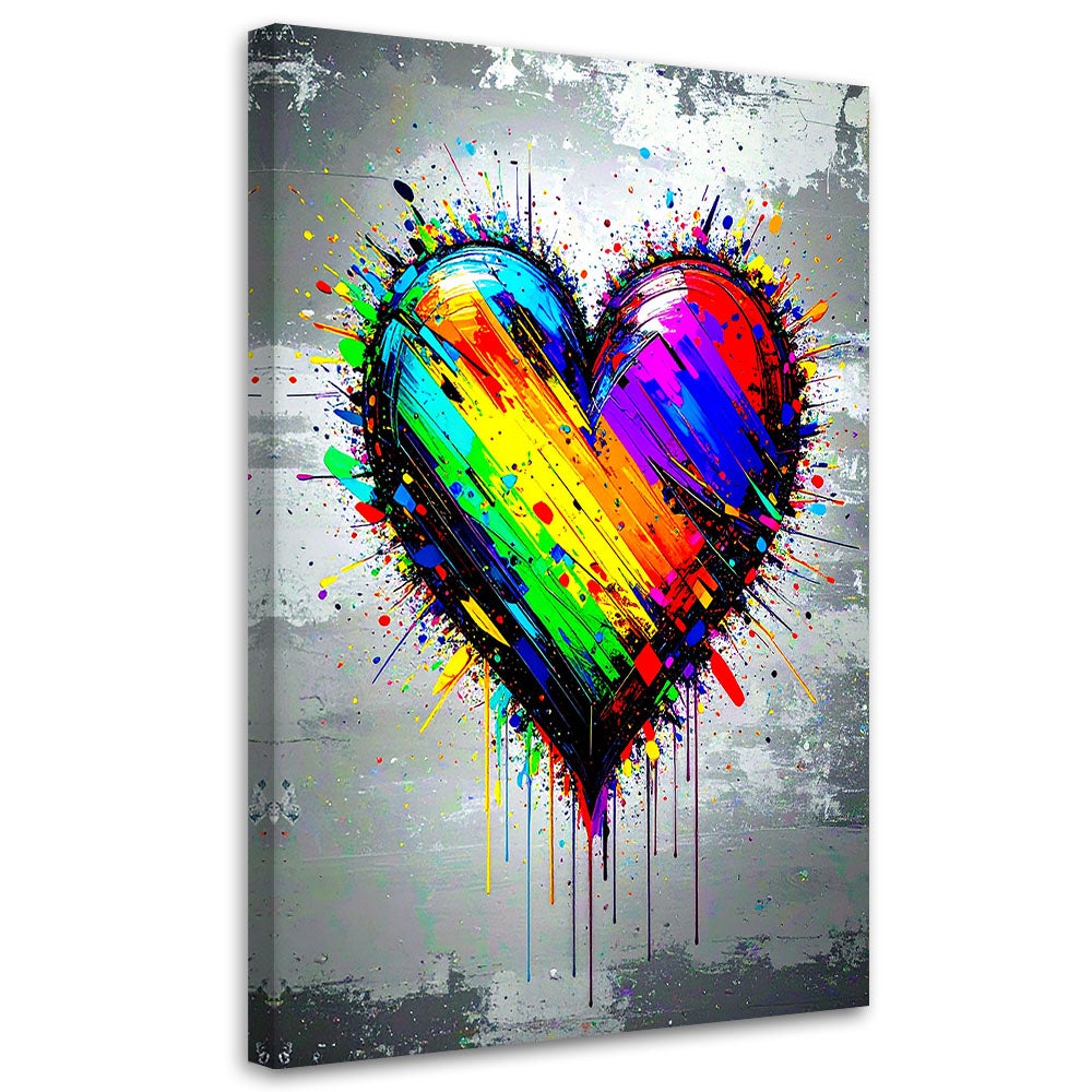 Obraz do sypialni salonu, Kolorowe Serce Graffiti Street Art 70x100