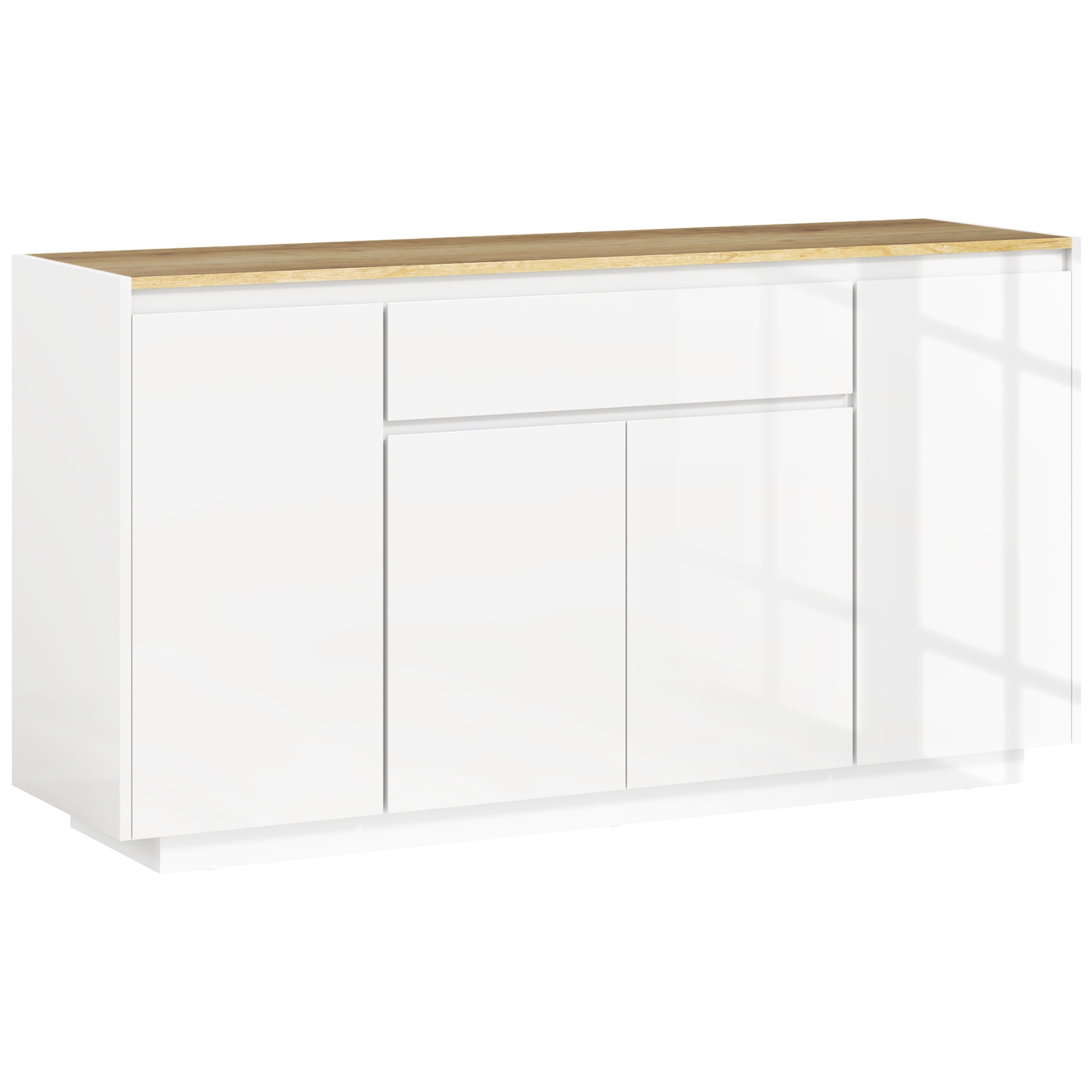 Credenza HOMCOM Moderna - Bianca Con Finiture Legno, Cassetto E Ripiano Regolabile, Per Soggiorno O Cucina, 82x60x32 Cm - 6