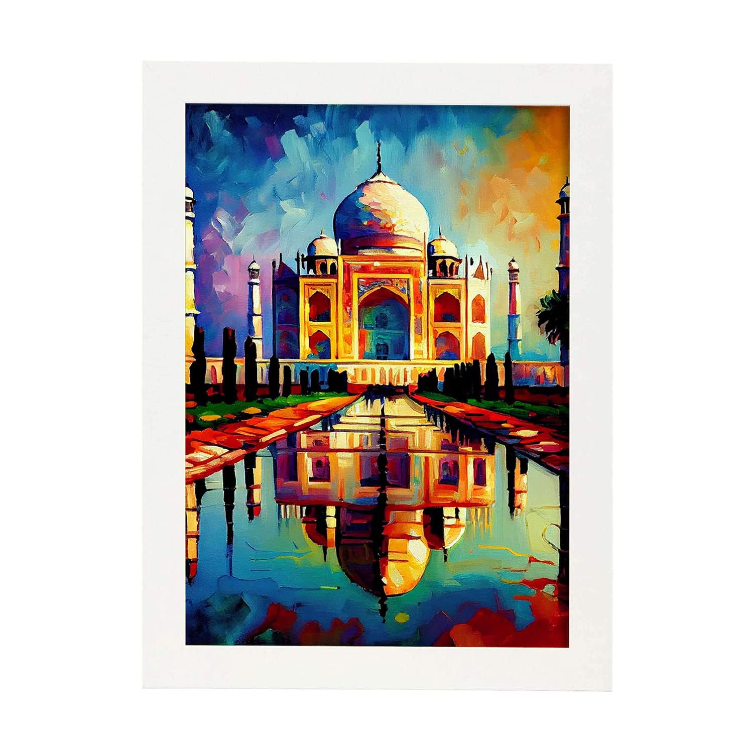 Nacnic poster de taj mahal en estilo pintura al óleo ilustraciones de monumentos en estilo fotográfico a todo color diseño y a3 marcos blanco