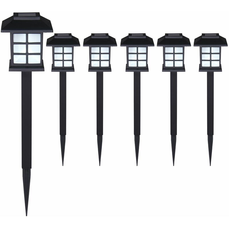Zestaw 6 solarnych lamp ogrodowych LED, autonomicznych przez 8 godzin z włącznikiem zmierzchowym