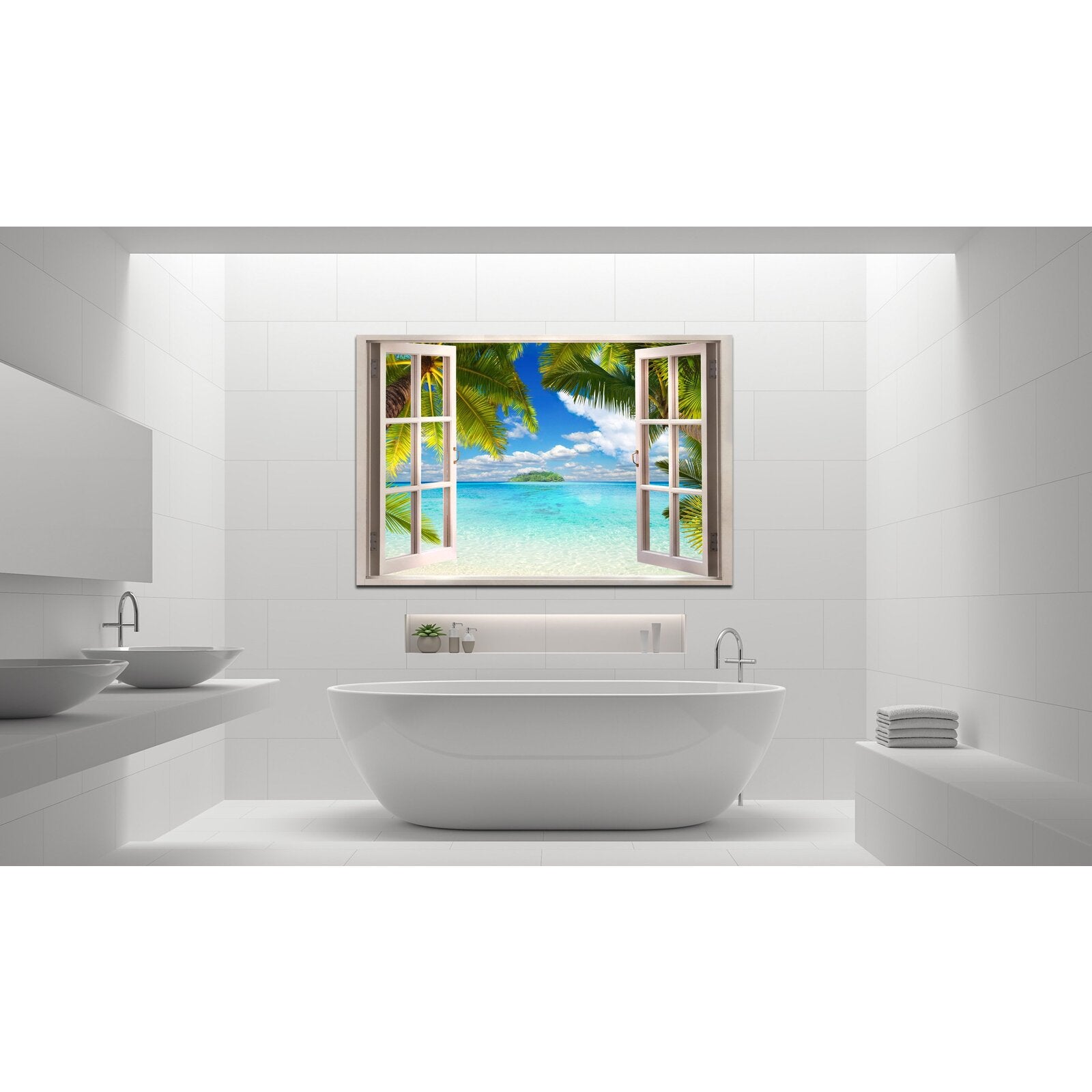 Tableau fenêtre vue mer - 120 x 80 cm - 2
