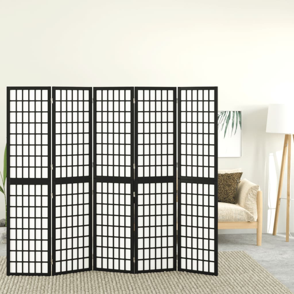 Maison exclusive - biombo plegable con 5 paneles estilo japonés negro 200x170 cm