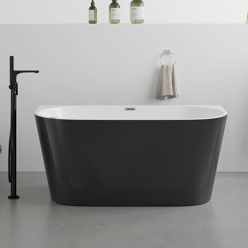 Wanna wolnostojąca przyścienna - 255 l - 180 x 75 x 58 cm - Czarny z połyskiem - Akryl - DIVINA