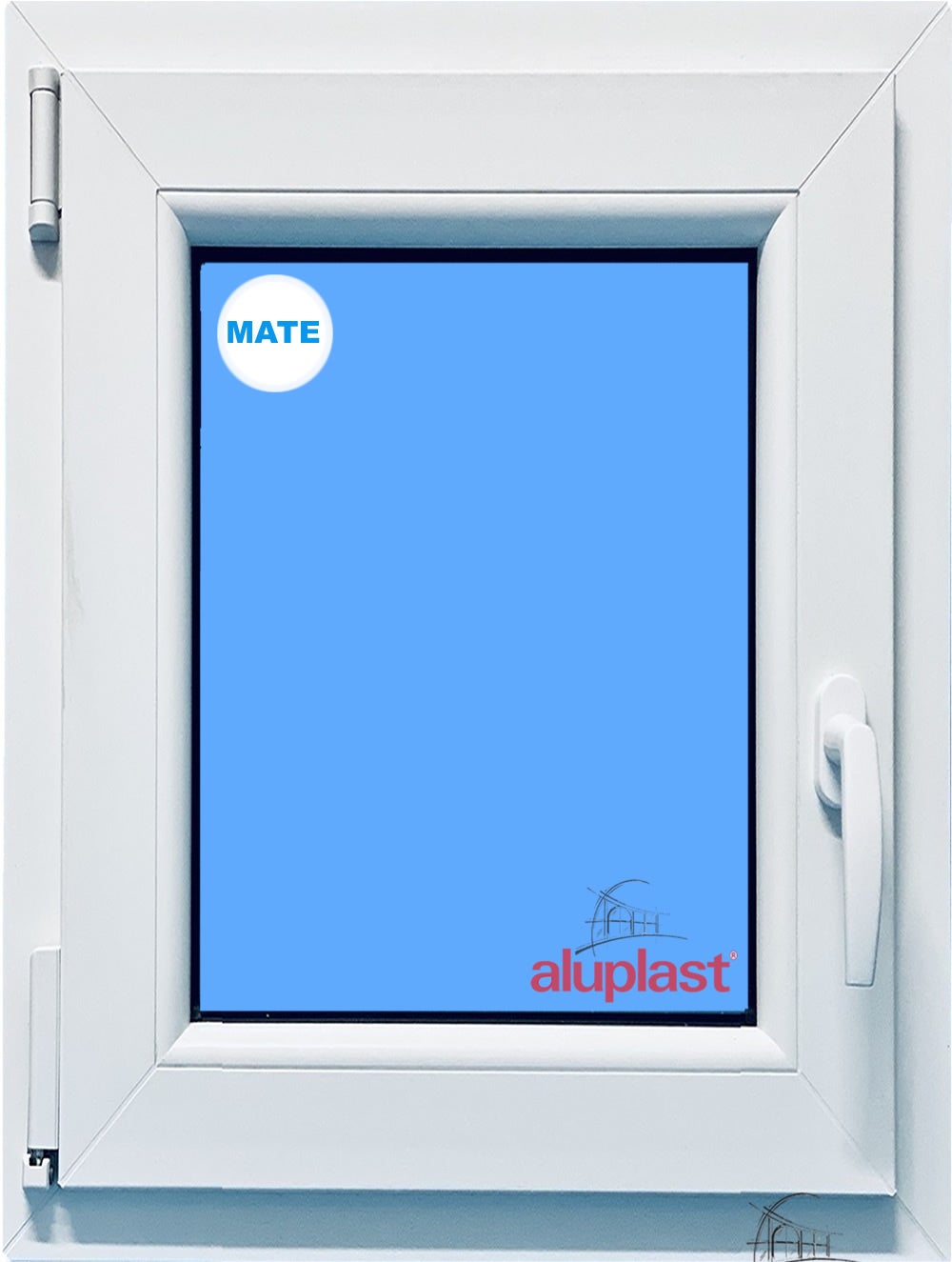 Ventana pvc 700x1000 blanca oscilobatiente izquierda vidrio mate