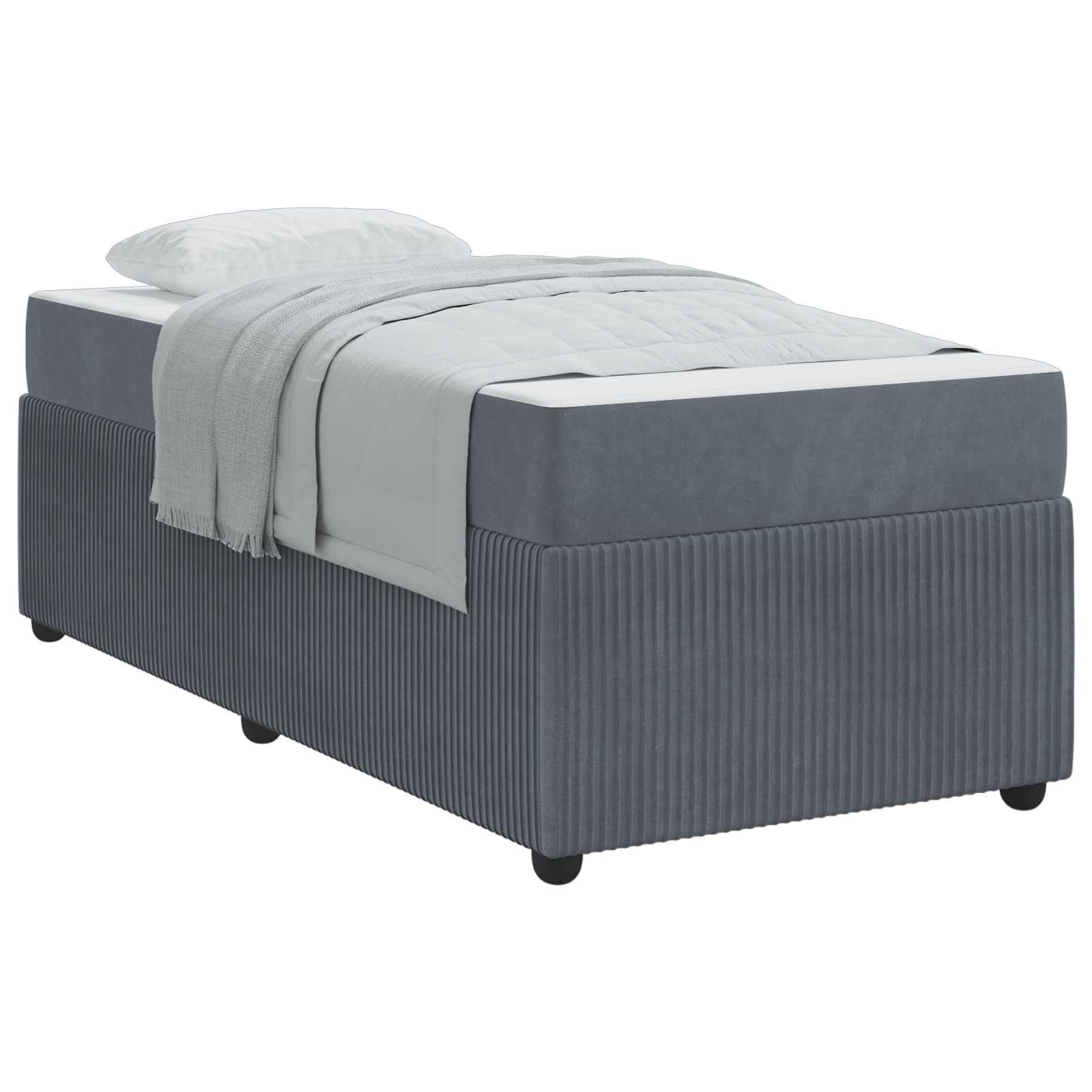 Cadre de lit en tissu gris foncé, 90 x 200 cm - 2