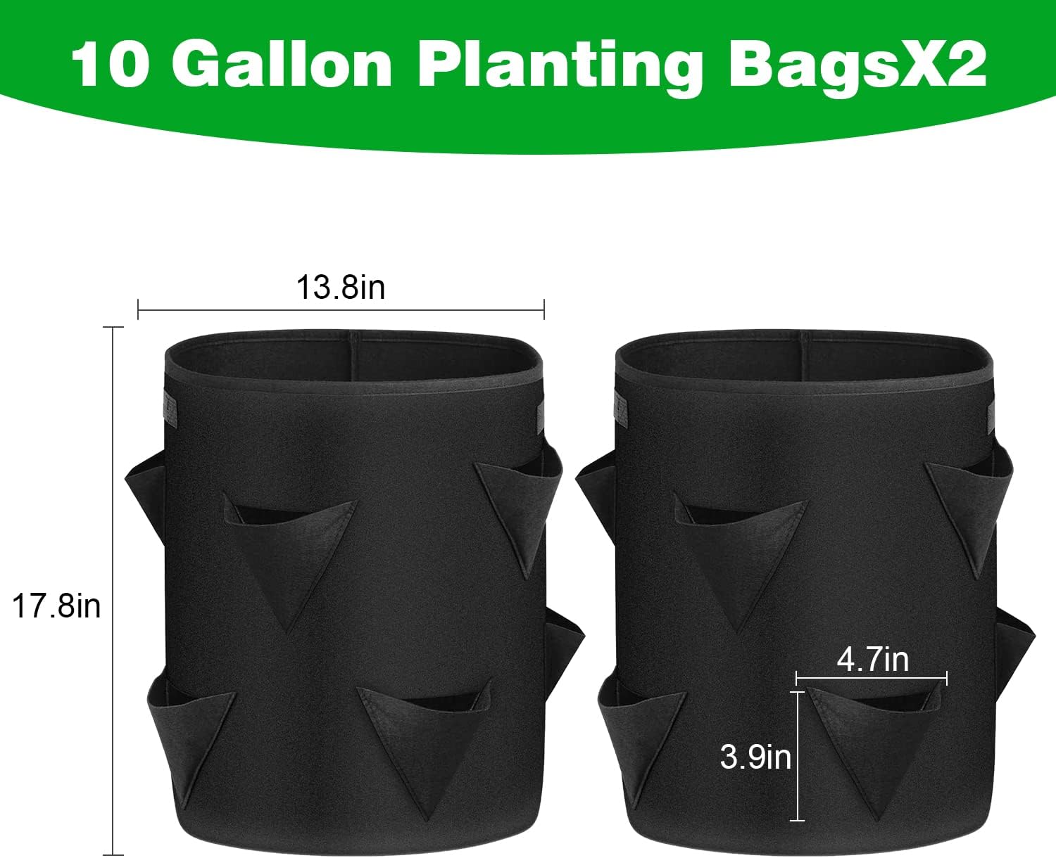 Lot De 2 Sacs De Culture Pour Fraises De 37,5 Litres Avec 8 Poches Latérales En Tissu Non Tissé