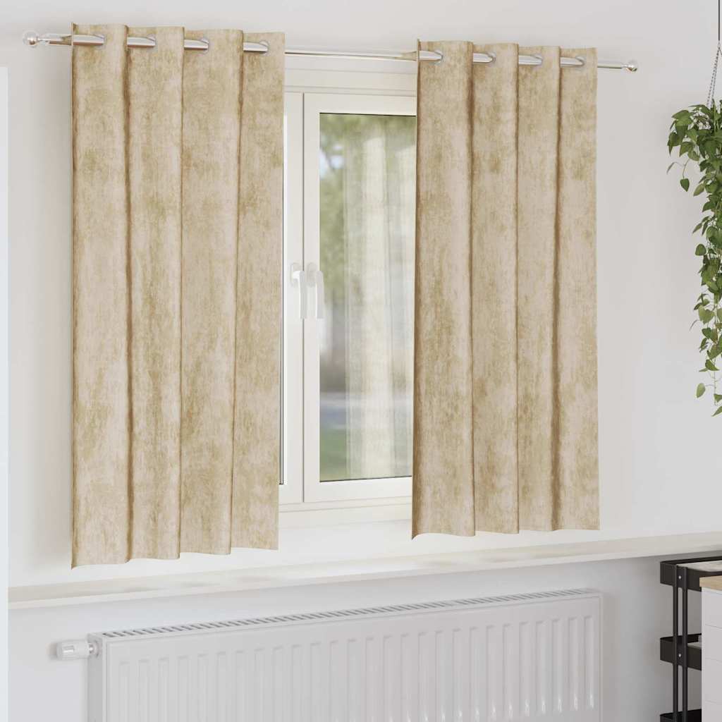 Zasłony z weluru z zasłonami 2 pcs Kremowy 175 x 140 cm Aksamit vidaXL