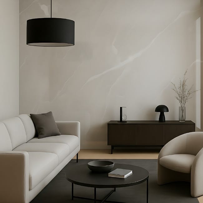 Panel Revestimiento Pared PVC Efecto Mármol Crema Marfil 260x122x0.3 cm ...
