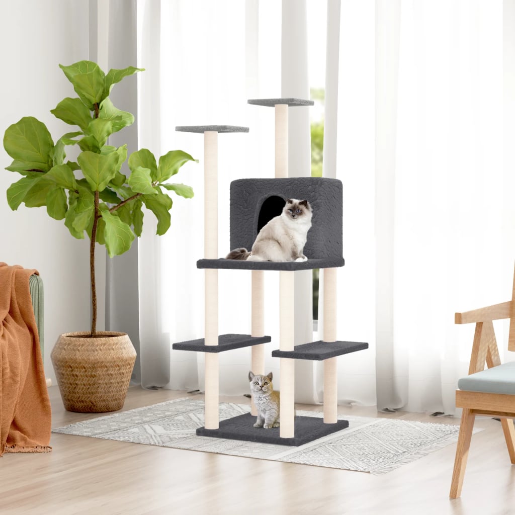 Rascador para gatos con postes de sisal gris oscuro 144,5 cm | Leroy Merlin