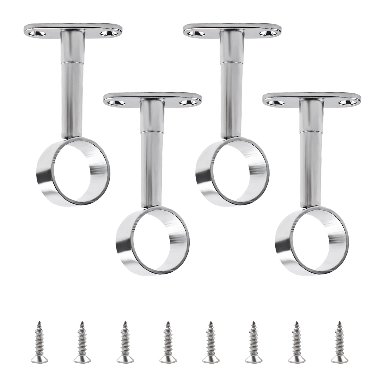 Sourcing Map Set 4 Supporti Per Asta Armadio In Acciaio Inox - Flangia Ø3.3 Cm Con Viti E Cacciavite