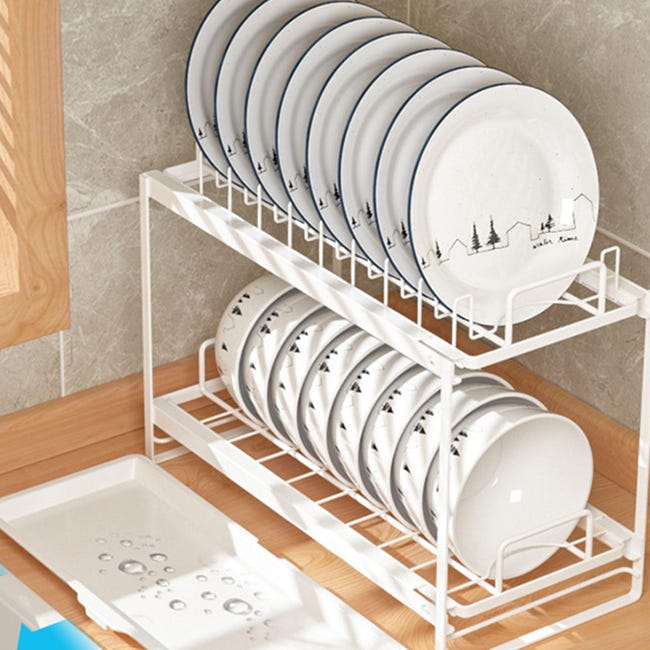 Lot de 2 étagères à assiettes pour placard, égouttoir à Lot de 2 étagères à assiettes pour placard, égouttoir à