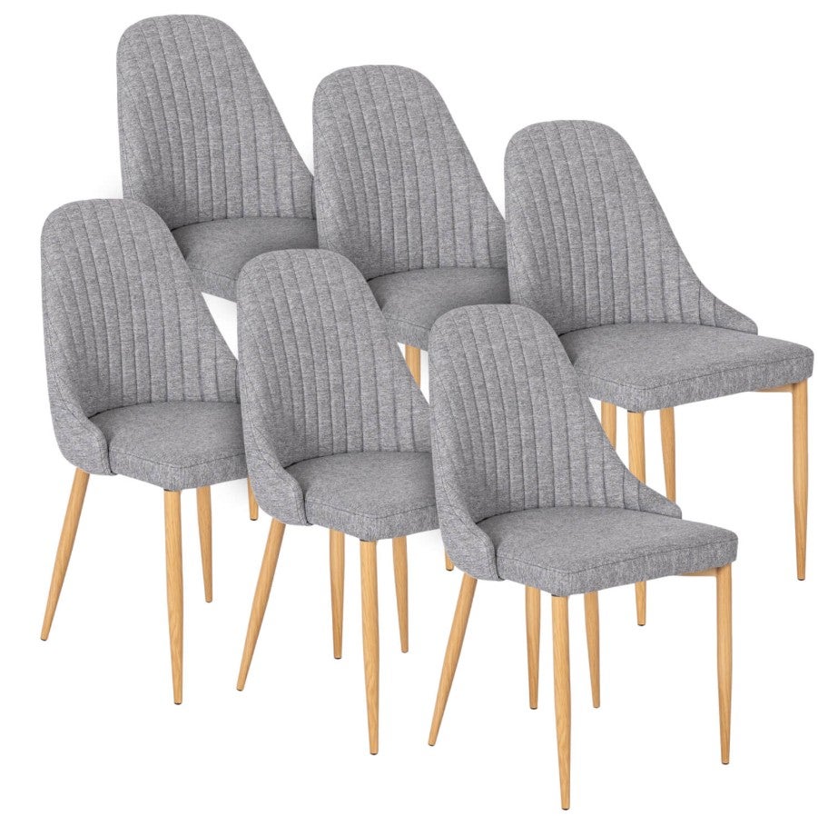 Zestaw 6 Krzeseł Skandynawskich Tapicerowanych Komplet Jadalni Szare Torino