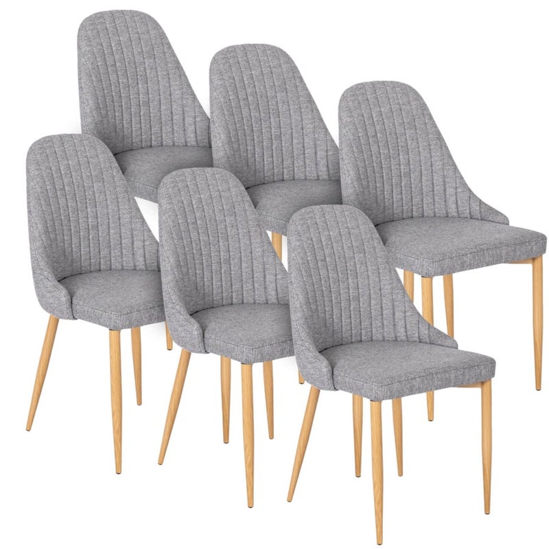 Zestaw 6 Krzeseł Skandynawskich Tapicerowanych Komplet Jadalni Szare Torino