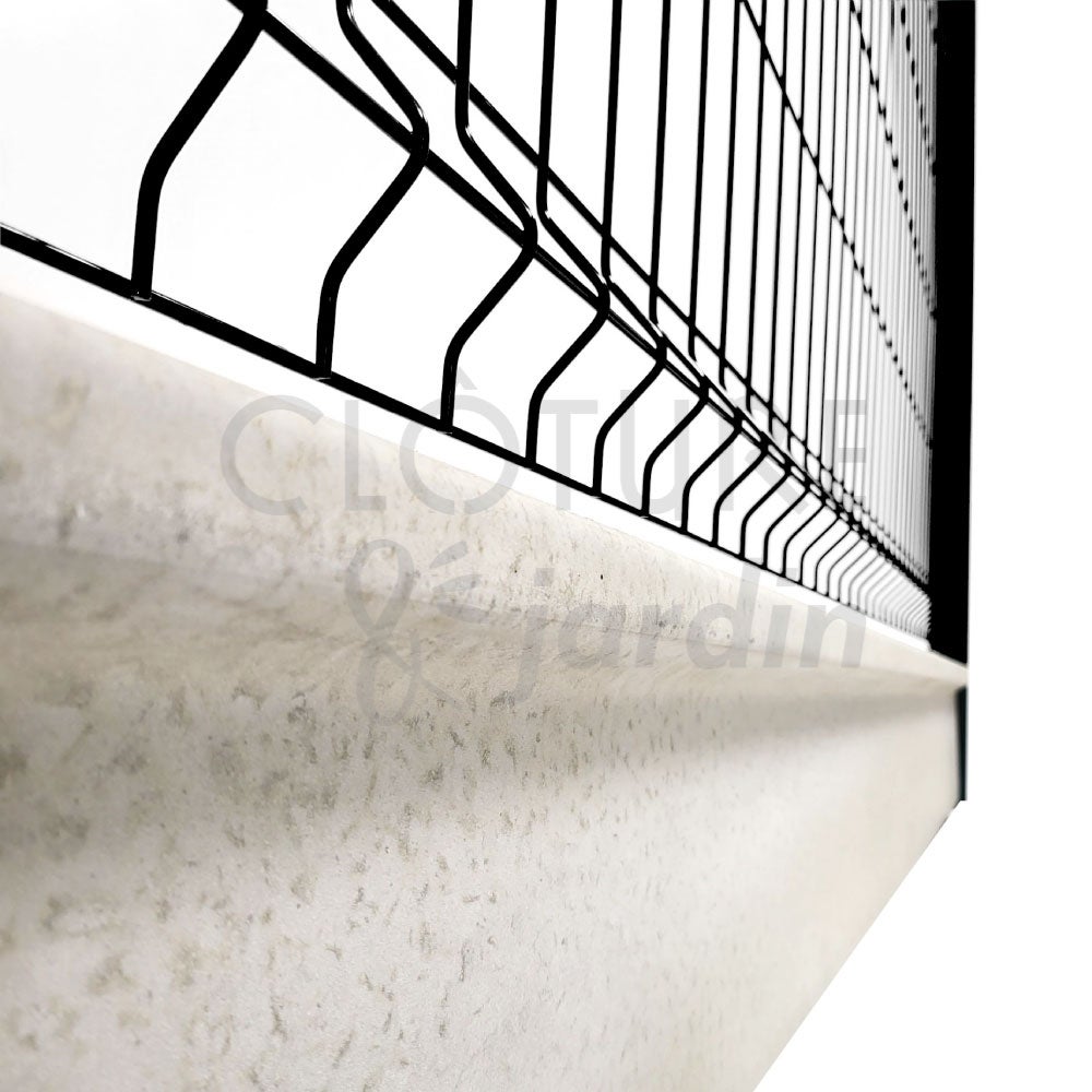 Kit Grillage Rigide Gris Anthracite avec Soubassement Béton 10M - JARDIMALIN - Fil 4mm - 1,73 mètre - 5