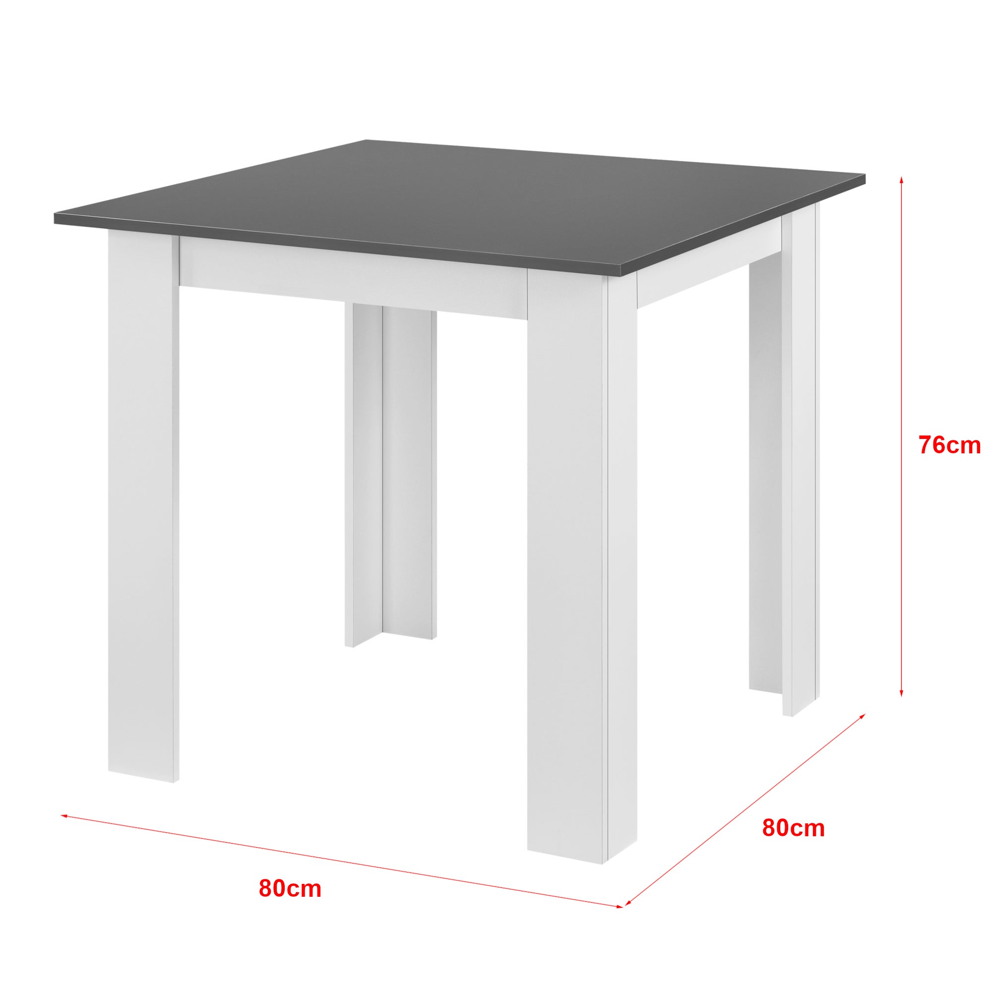 Table Carrée Algermissen pour 4 Personnes 80 x 80 x 76 cm Blanc Gris Foncé [en.casa] - 2