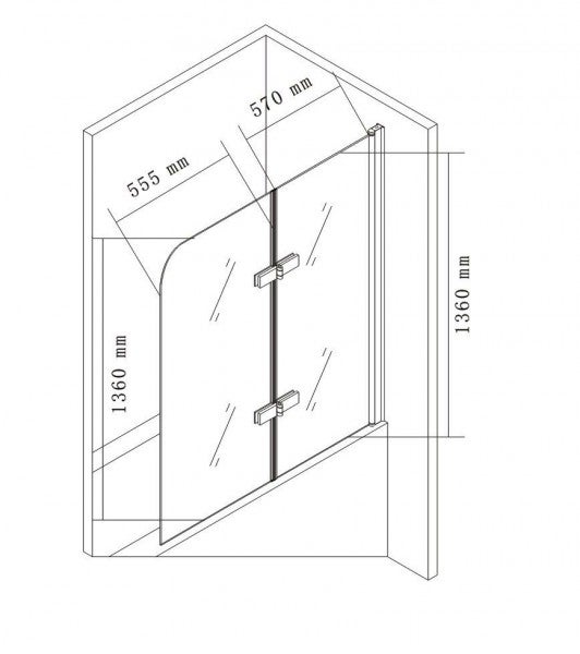 Bernstein Parawan nawannowy szkło ESG 6mm dwuczęściowy składany 120x140 chrom EX209 - 5