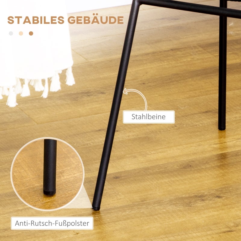 Juego de 2 sillas de comedor, silla de cocina con respaldo en aspecto ratán, acero, amarillo, 44x58x85cm para comedor - 4