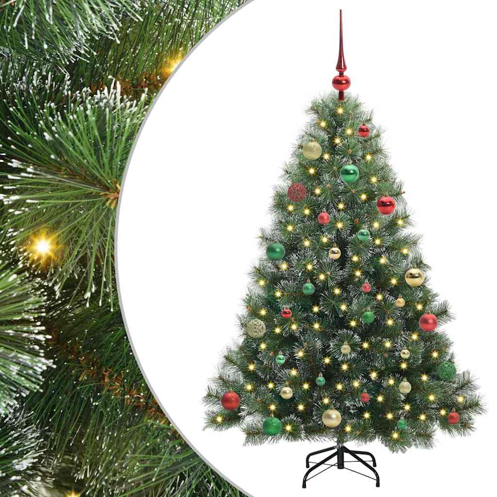 Sztuczna choinka z 150 diodami LED Zielony 150 cm PE i PVC