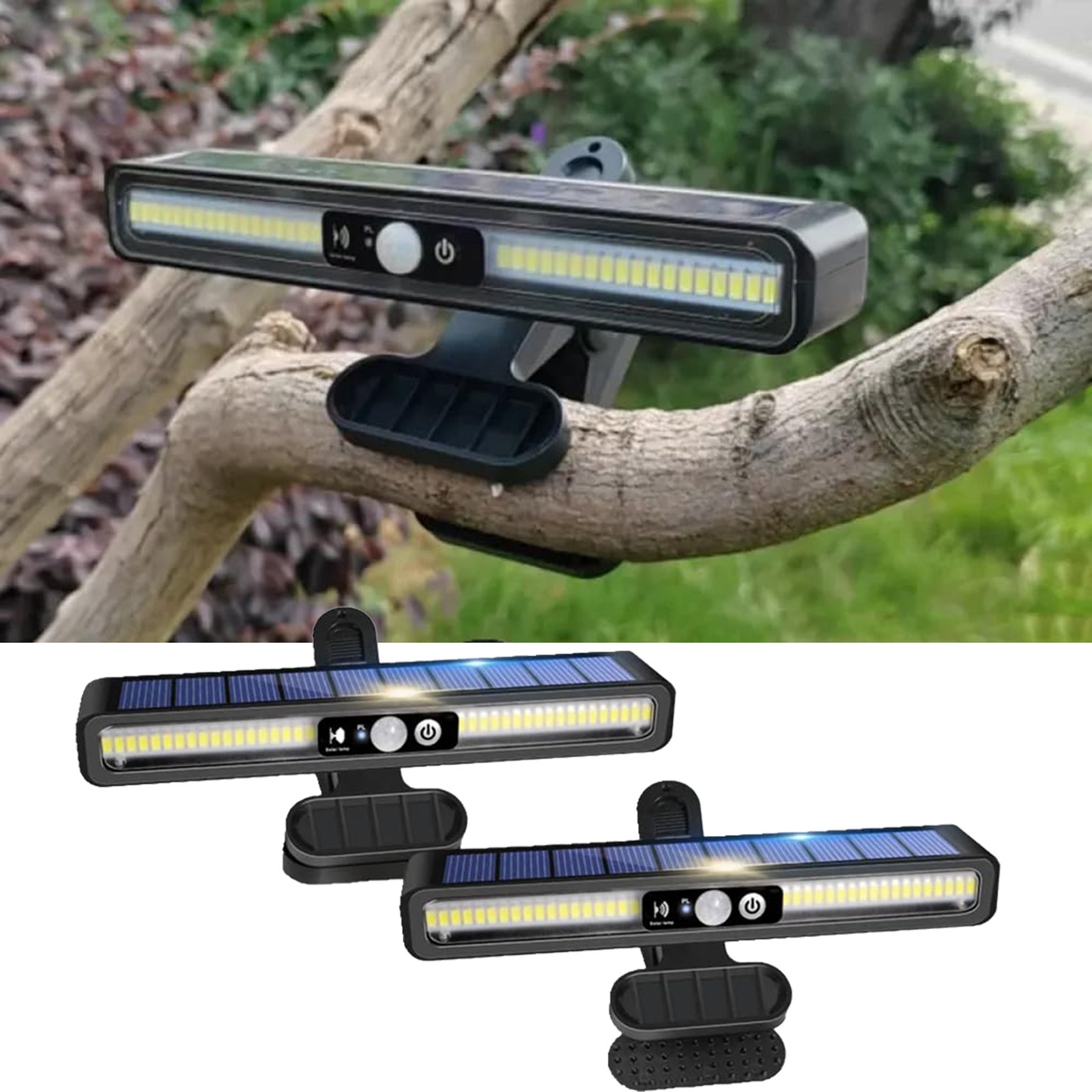 Zestaw solarnych lamp na klips wodoodporne słoneczne lampy uliczne tryby oświetlenia regulowany kąt ciepłe światło odpowiednie do ogrodzeń