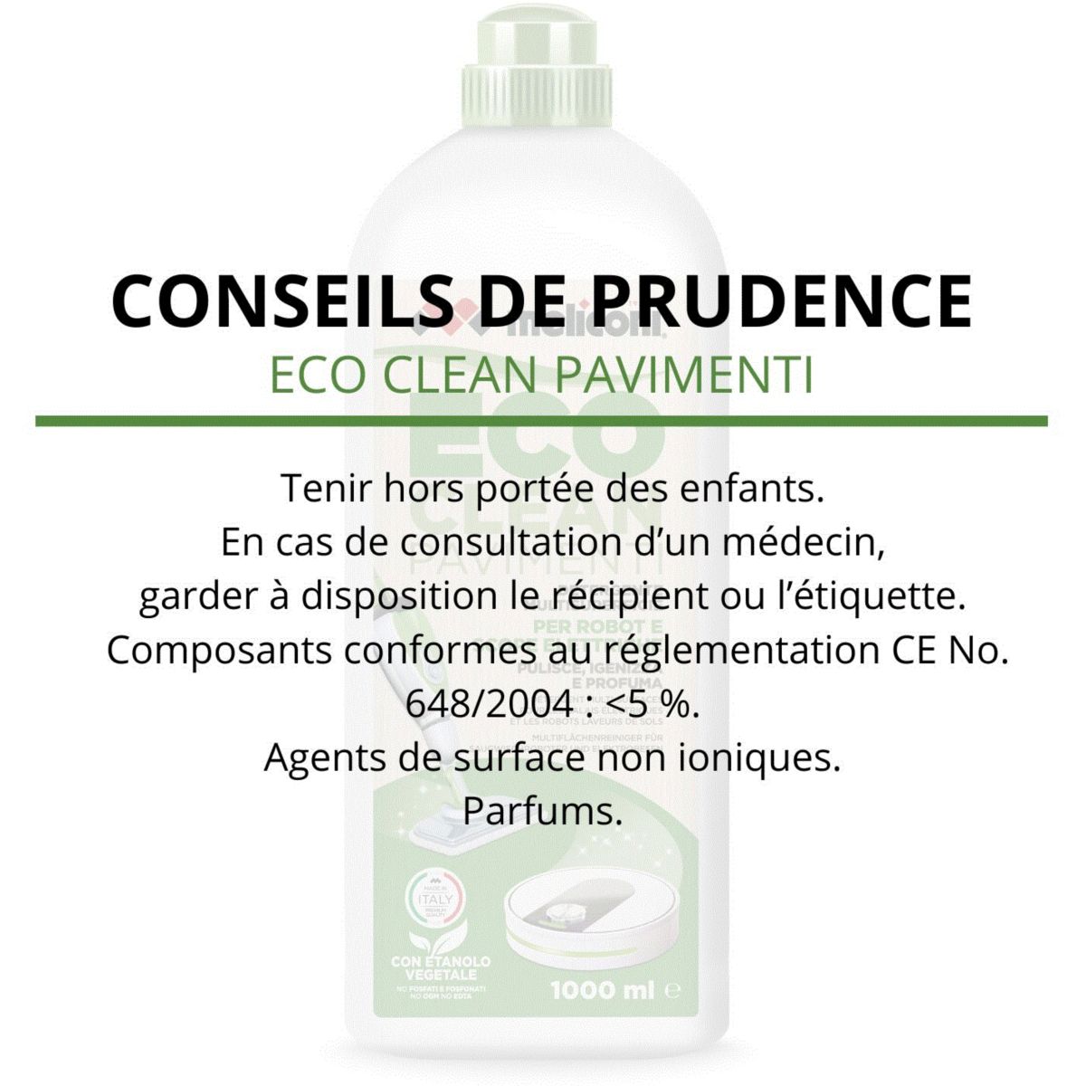 Détergent MELICONI pour aspirateur robot et balai laveur - 1 litre universel - 2