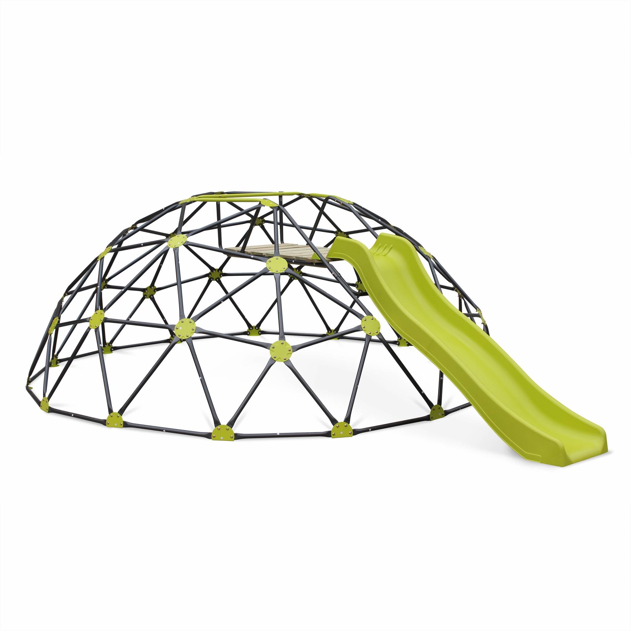 COSTWAY Dôme d'escalade de 241cm Enfant avec Toboggan, Cage d'escalade en Métal avec Coussin en Tissu, Charge Max 180kg, Aire de Jeux Extérieure Intérieure pour Garçons Filles de 3-10 Ans(Rouge