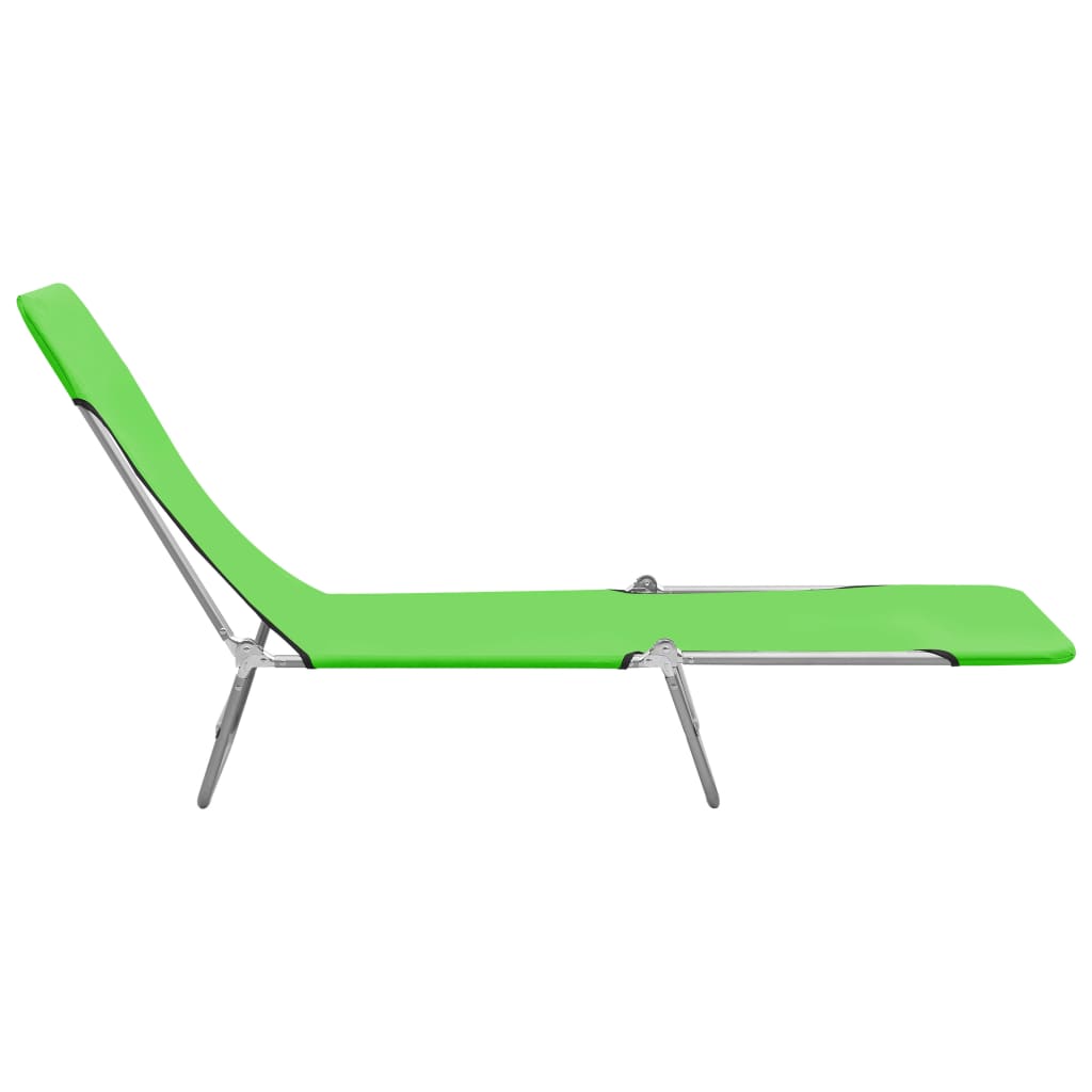 Chaises longues pliables 2 pcs Acier et tissu Vert - 4