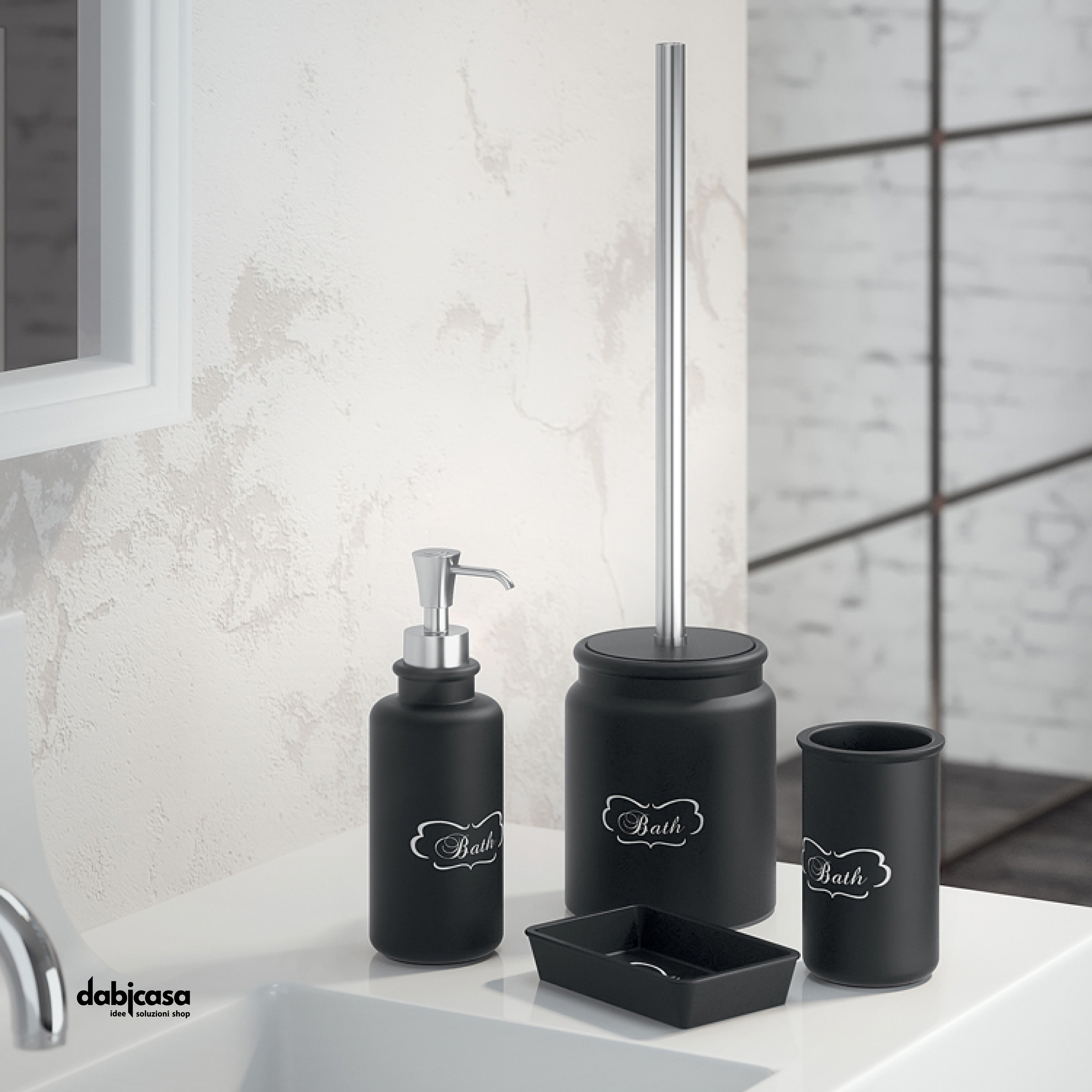 Set accessori bagno elegante in ceramica da appoggio Pisa