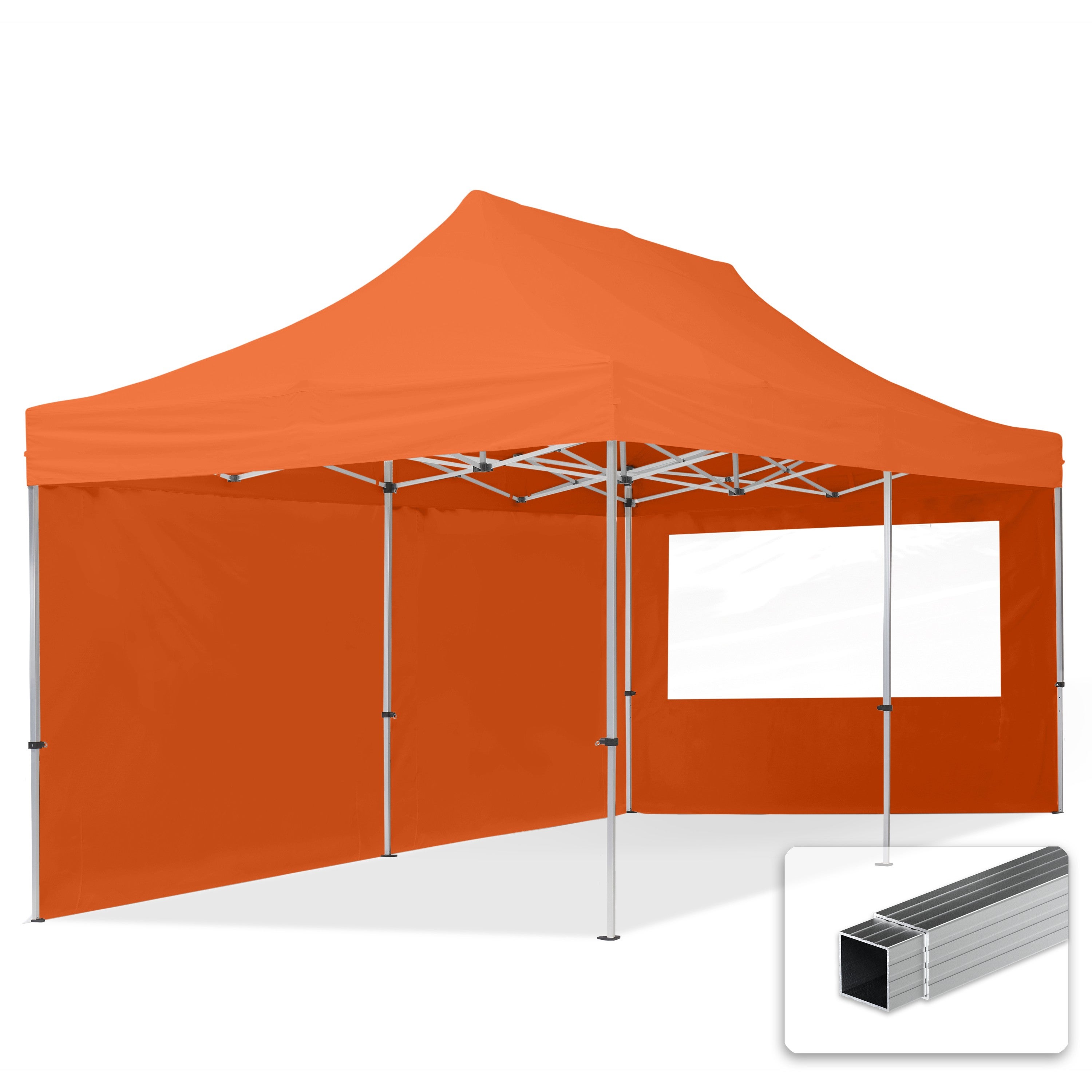 3x6 m Namiot Ekspresowy, ECONOMY Alu 32mm, ze ścianami bocznymi, okna panoramiczne, pomarańczowy
