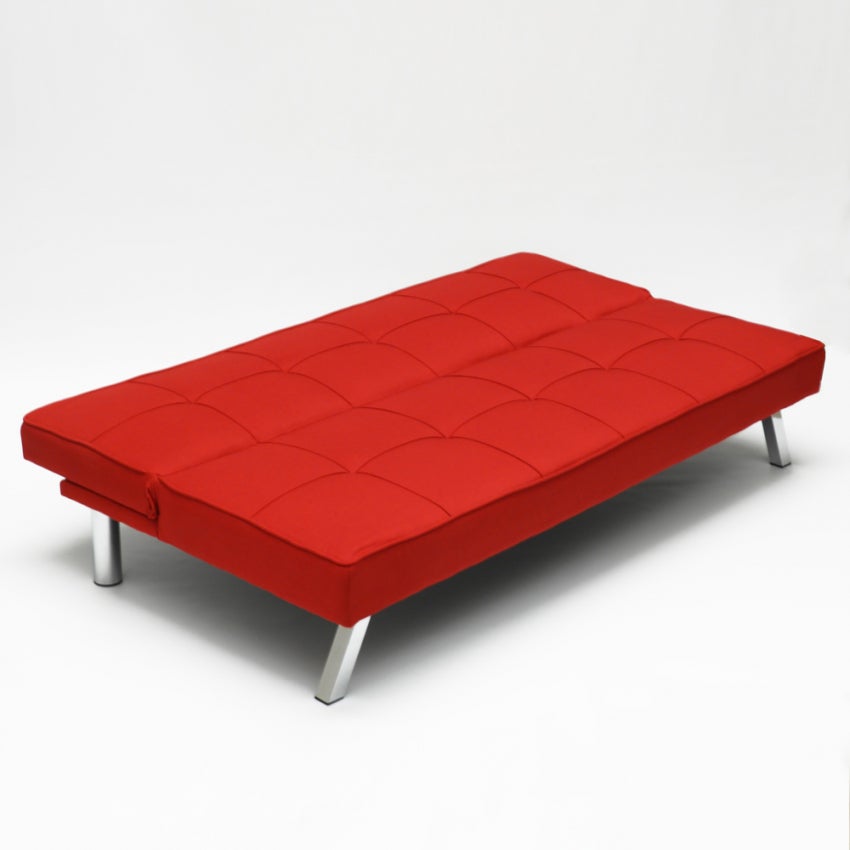 Divano letto in tessuto 2 posti design moderno Gemma pronto letto - Rosso - 5