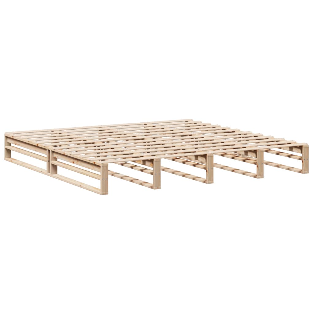Cadre de lit sans matelas en bois massif de pin pour la chambre, 200 × 200 cm - 4