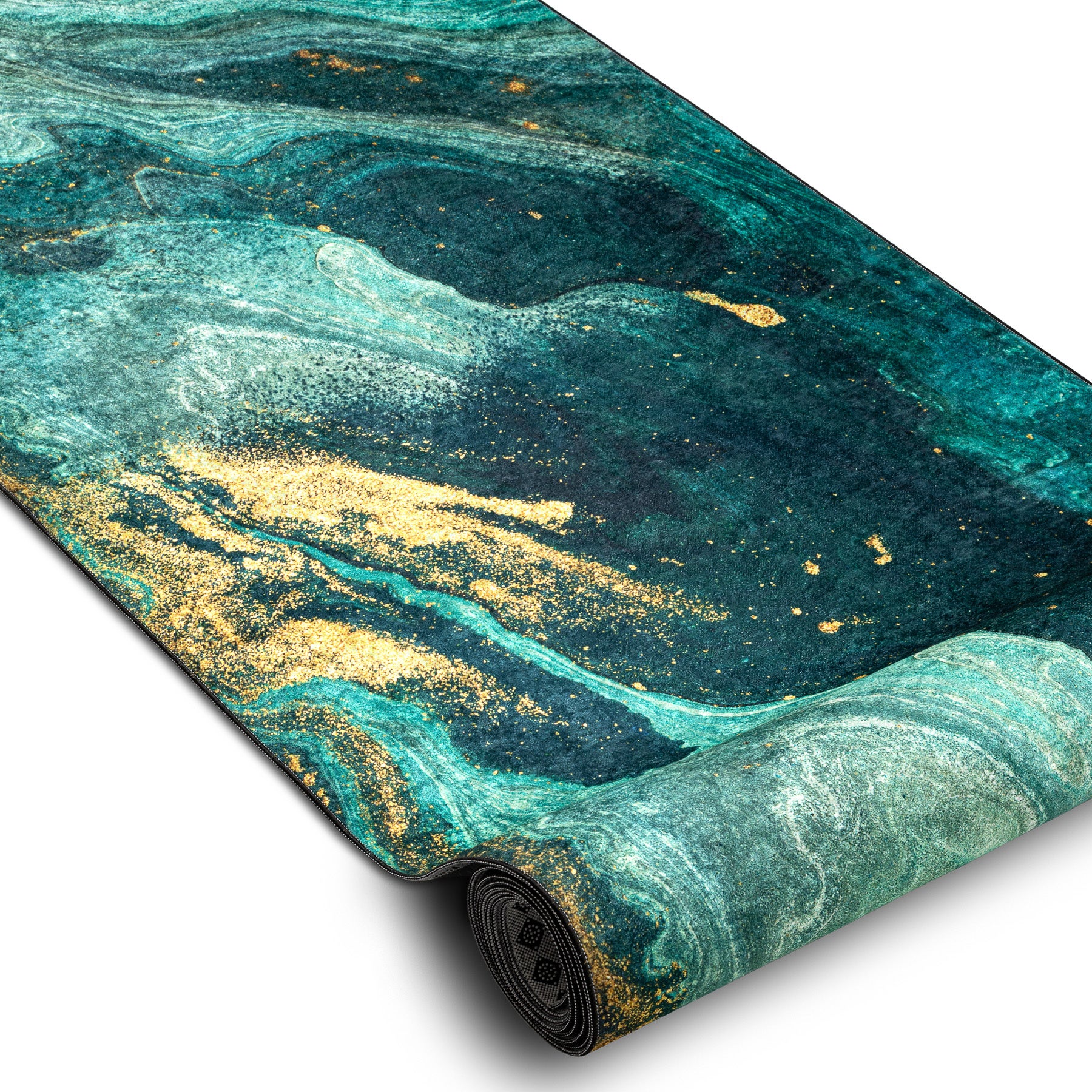 CHODNIK podgumowany DO PRANIA LOTUS SHADOWS 37750 Abstrakcja zielony / złoty 60cm 60x950 cm - 2