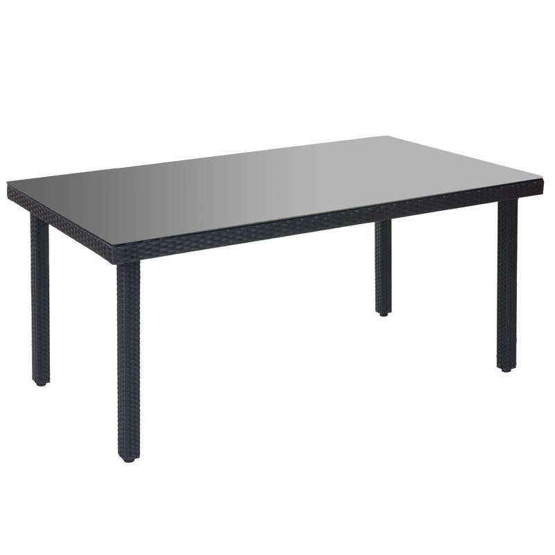 Stół ogrodowy z polirattanu Cava, stół jadalniany ze szklanym blatem, 160x90x74cm ~ antracyt