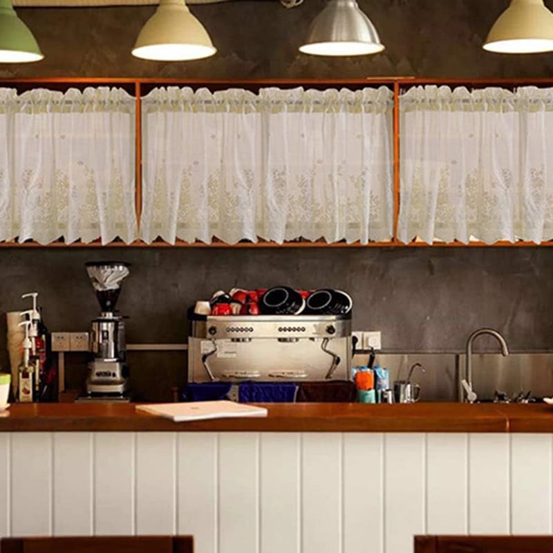 1 zasłona tiulowa, zasłona tiulowa żakardowa, zasłona w stylu wiejskim, karnisz nie jest wliczony w cenę, beżowa (szer. 137 cm x wys. 90 cm) - 3