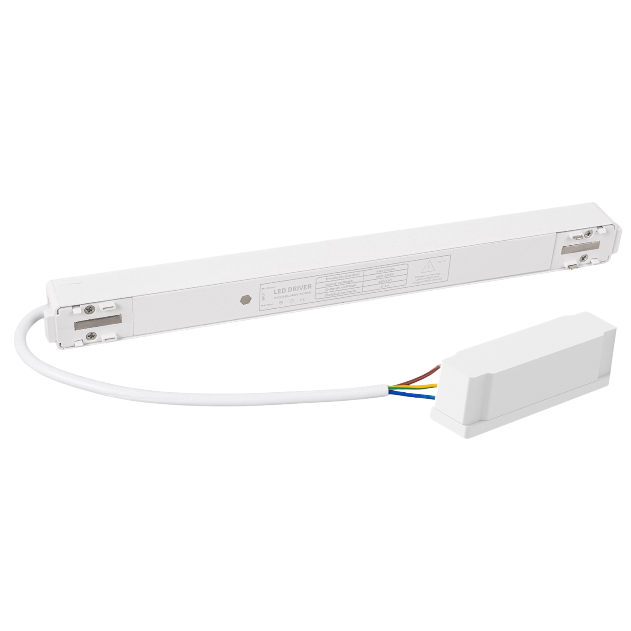 Zasilacz do szynoprzewodu magnetycznego LED 200W na szynę magnetyczną BIAŁY z zaślepką na przewód DC48V