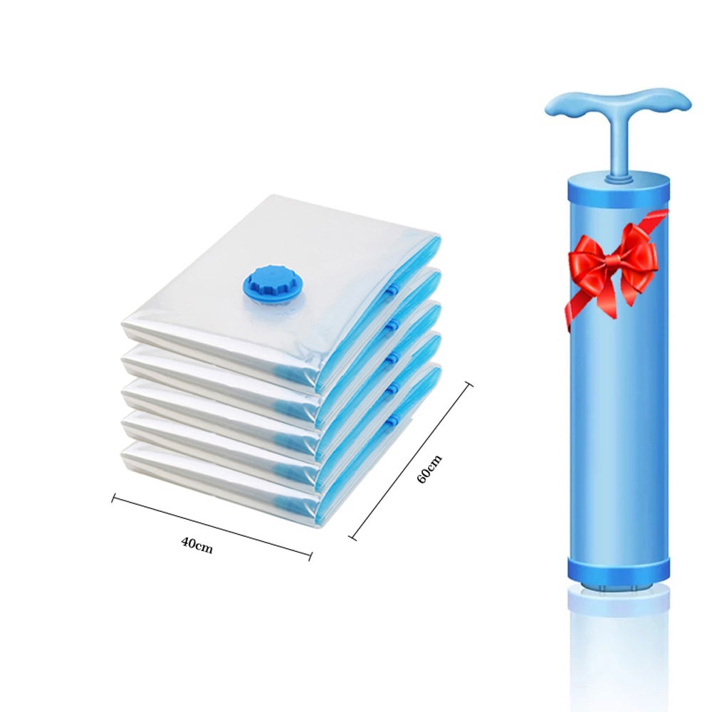 5pcs sac de rangement sous vide sac de rangement maison organisateur pliable joint compressé sac d'économie de voyage, 60x40cm - 2